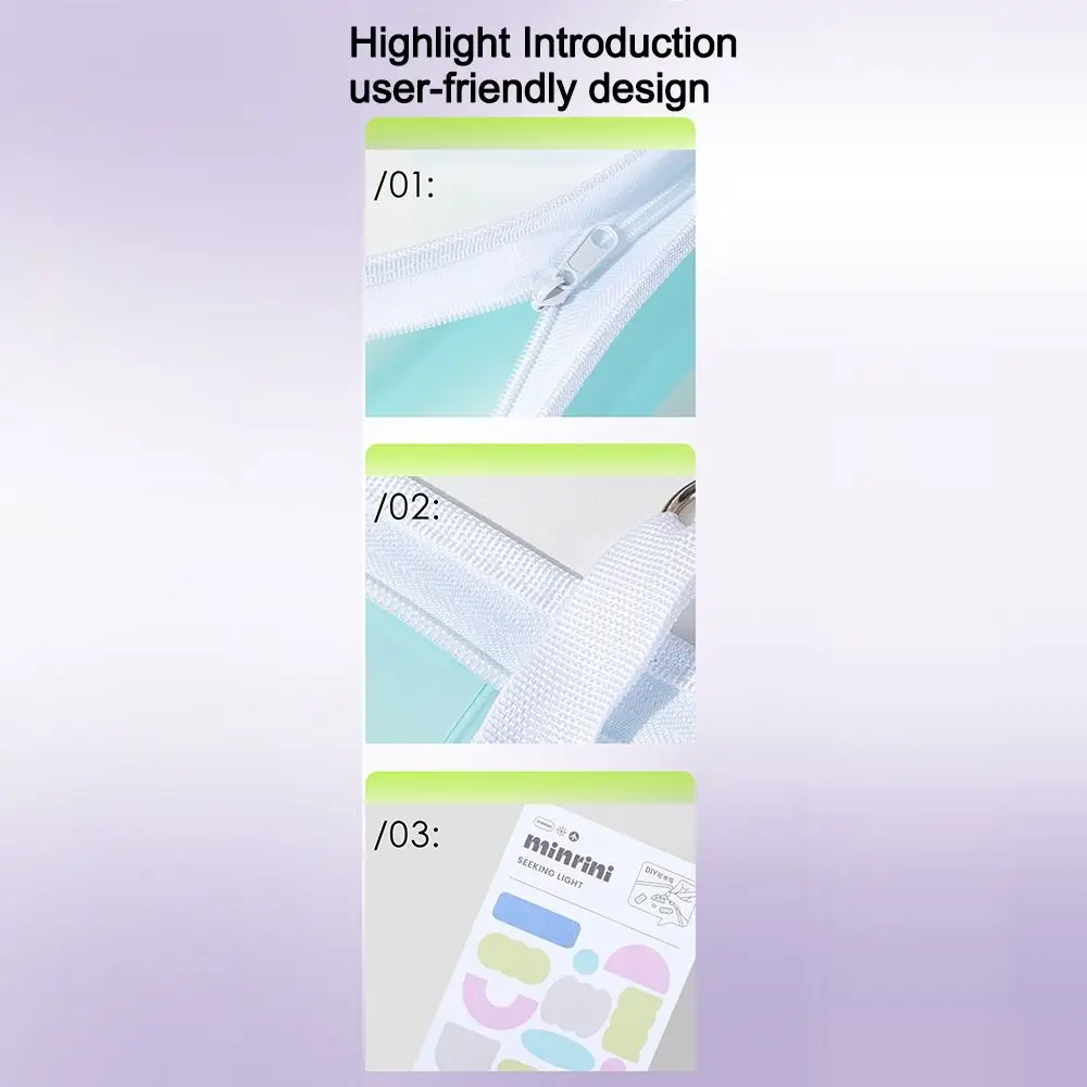 

Colorful Transparent A4 Zipper File Bag with Lanyard Large Capacity File Folder Bags Hand Book Bag Gifts