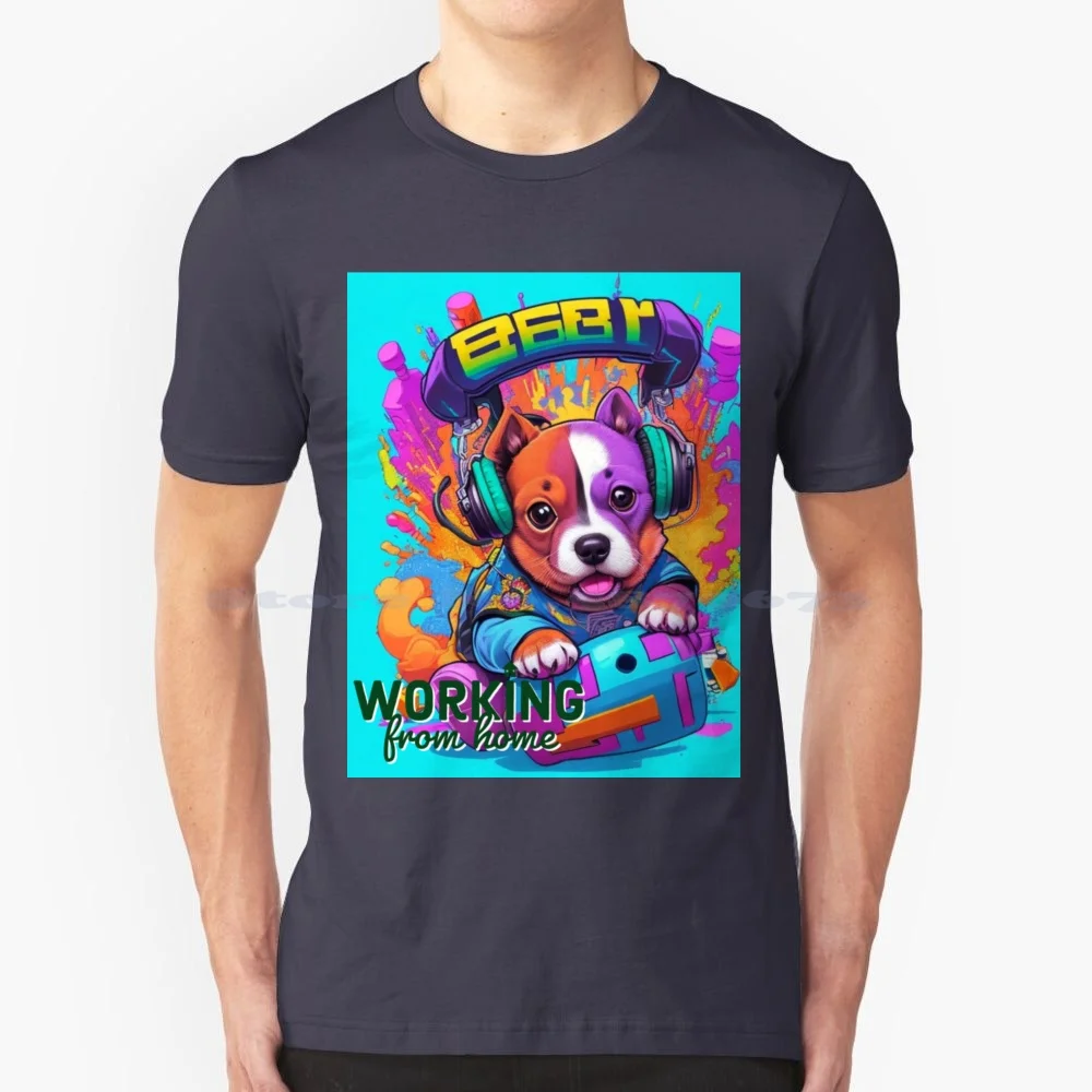 Pawsitively Productive : Work-From-Home Pup And Toy Duo T Shirt 100% Cotton Tee Pawsitivelyproductive Productivepuppy