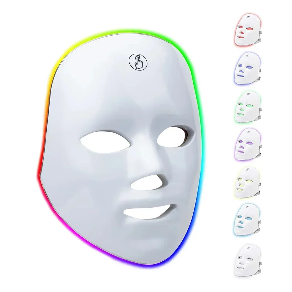 Drahtlose 7-Farben-LED-Gesichtsmaske, Photonentherapie, Hautverjüngung, Aufhellung, Anti-Akne, Faltenentfernung, Hautpflege, Schönheitsmaske