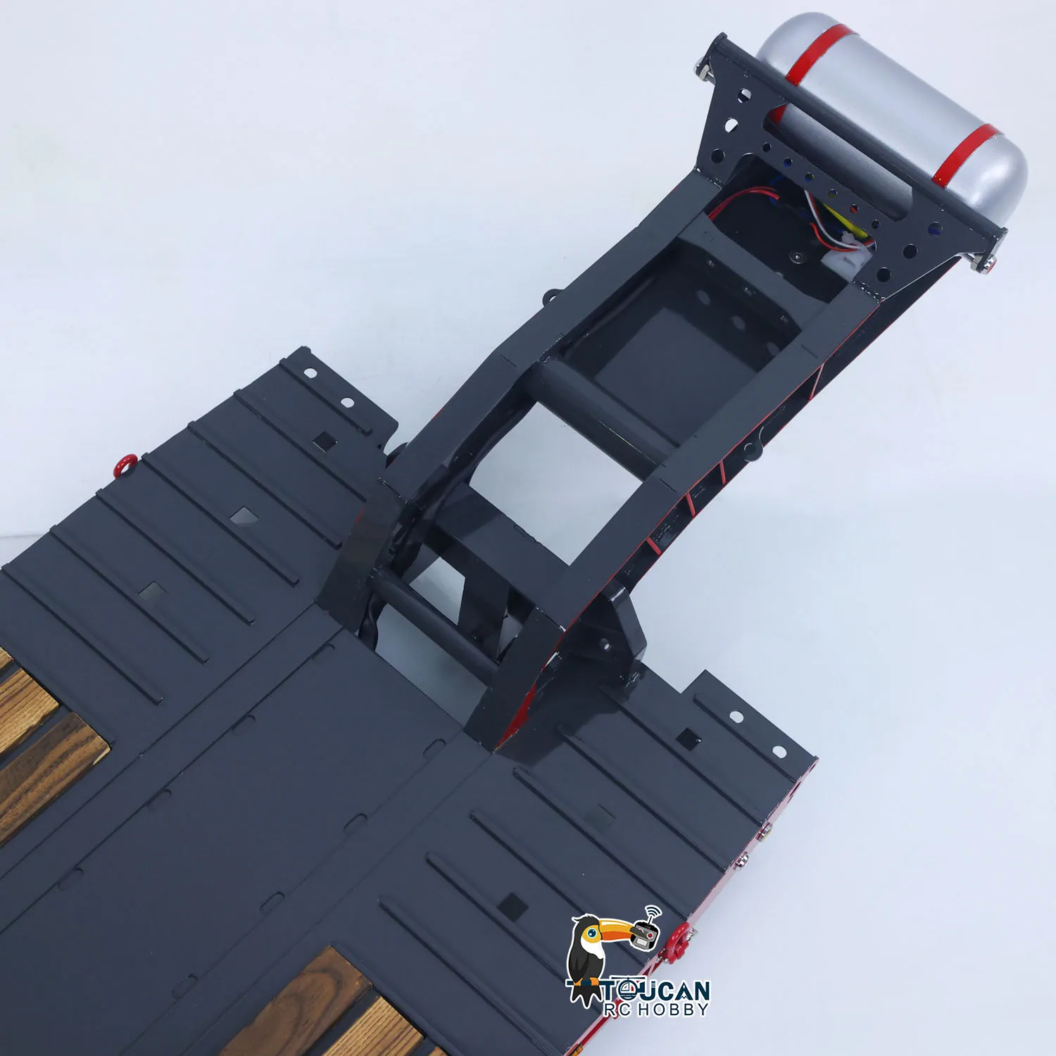 Speelgoed 2 Assen 41.3 Inch Lange Uitgebreide Zwanenhals Lage Flatbed Trailer voor 1/14 TAMIYA RC Tractor Truck Radio Control Digger Loader