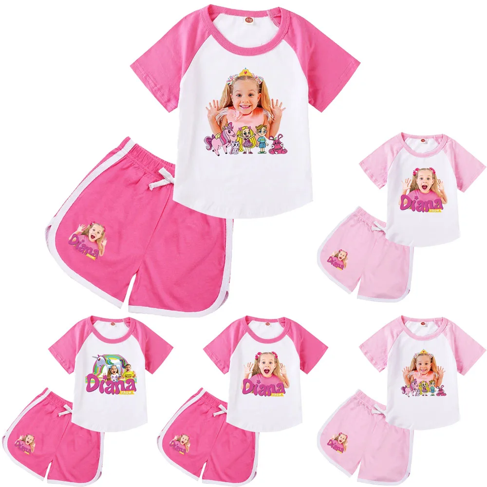 Nuevos pijamas Little Diana para niños, ropa de dormir de manga corta con estampado Kawaii Diana y Roma, ropa de casa para niñas, ropa para niños 2025