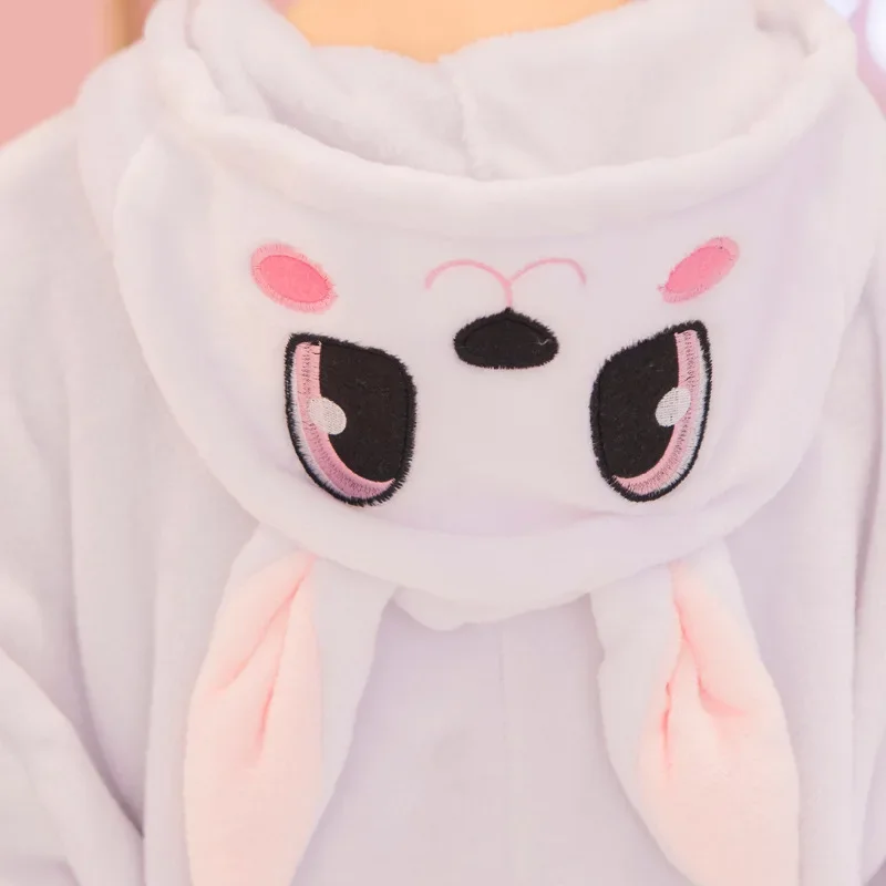 Adults Rabbit Cartoon Pajamas Animal Onesies Cosplay Costumes Jumpsuit Hooded Sleepwear Halloween One Piece for Performing Party