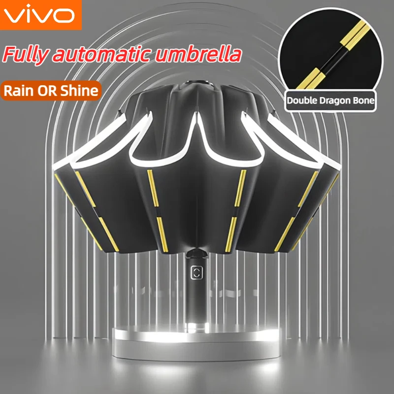 Paraguas inverso completamente automático Xiaomi, paraguas plegable de doble uso para adultos, grande, grueso, resistente al viento y con protector solar, 140cm