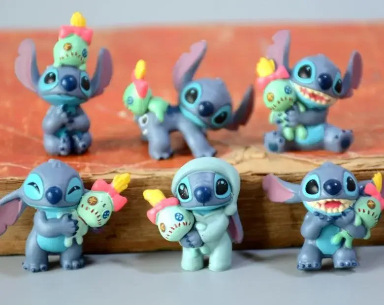 Muñeca de juguete de dibujos animados de Stitch, 6 piezas, colgante, collar, regalo de cumpleaños, navidad