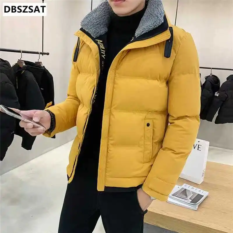 

2023 NEW Men's Cotton Clothes Men's Lamb Collar Trend Cotton Handsome Casual Short Jacket Winter Casual Street Slim Jacket