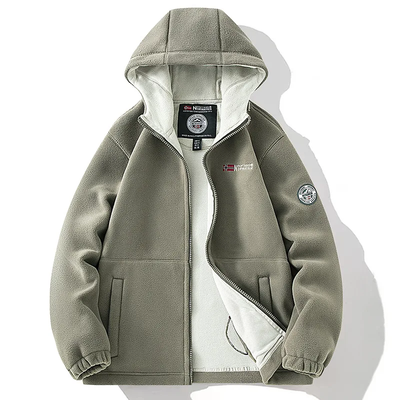 

Winter Men's Polartec Fleece Jackets Casual Man Thick Thermal Snow Jacket Men Soft Fleece Warm Windbreaker Hooded Coats Clothing