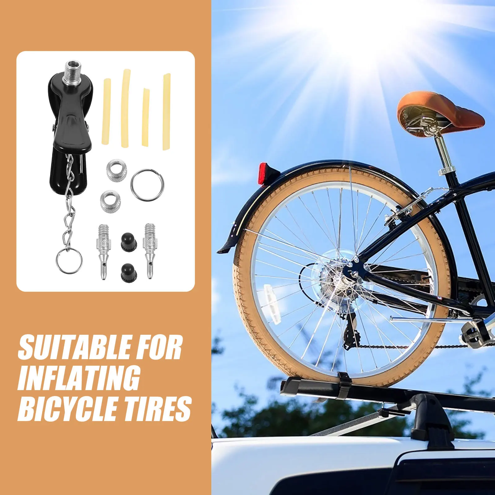 

1 set 1 Set Of Bike Air Chuck Valve Adapter For Bicycle Motorcycle Tyre Inflator Pump Nozzle Connector Clamp Riding Accessory