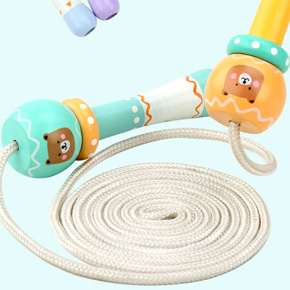 

Wooden Cartoon Skipping Rope Ergonomic Handle Durable Exercise Rope For Children Adults Home School Fitness