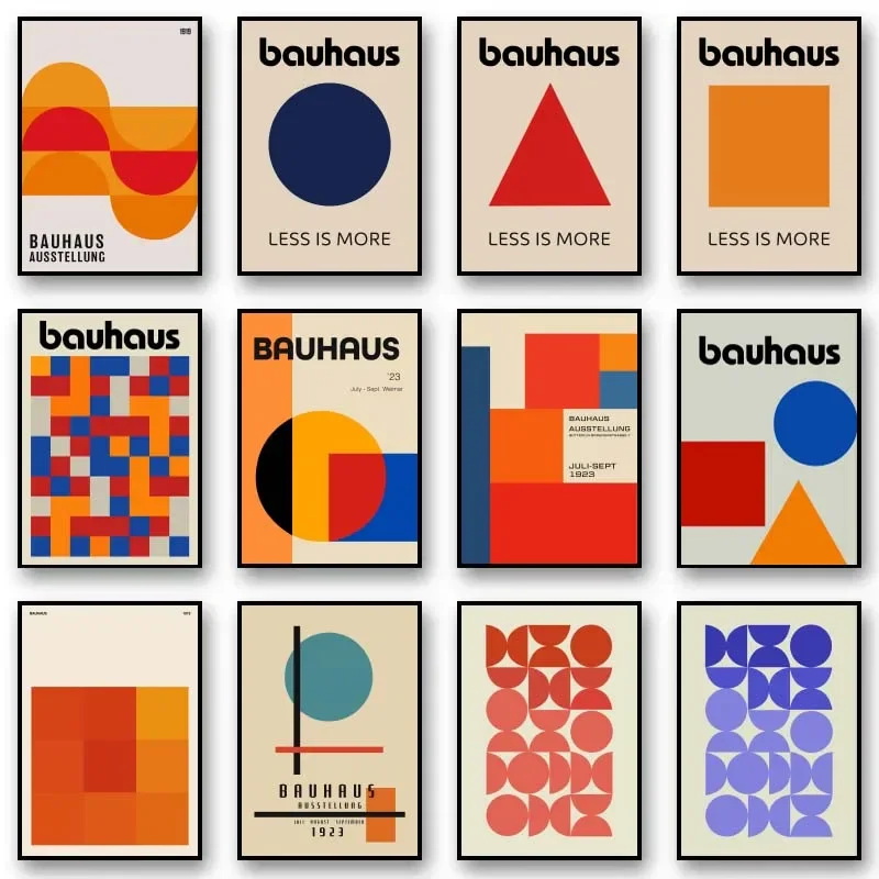 Mid Century Modern Bauhaus Abstrakte geometrische Poster Weniger ist mehr Wandkunst Leinwand Malerei Drucke Bilder Wohnzimmer Zuhause