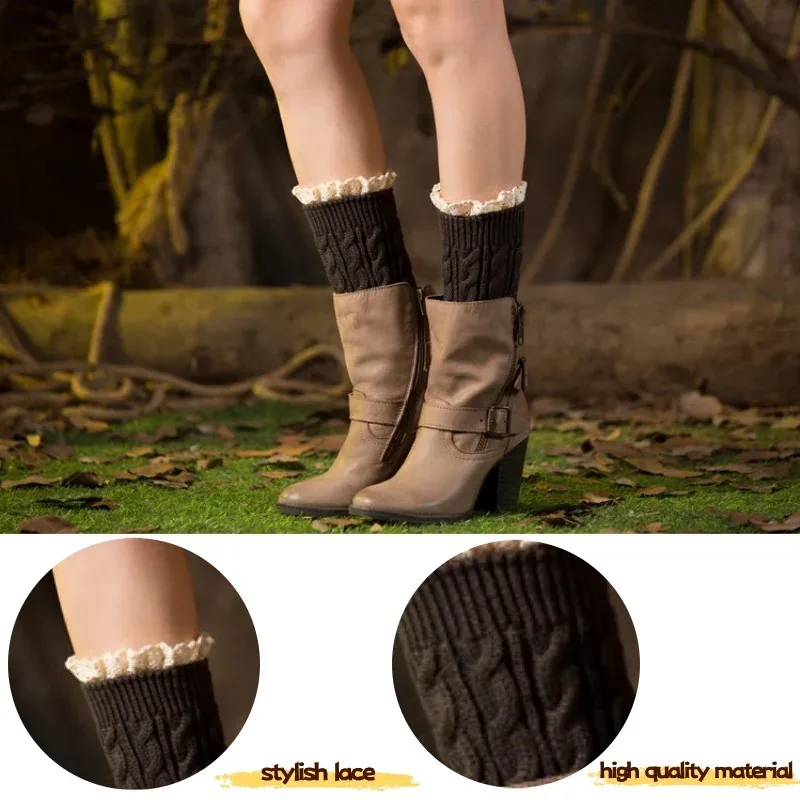 الشتاء متماسكة الصلبة تدفئة الساق النساء الفتيات الكاحل الدافئة الكروشيه الحرارية سميكة جوارب السيقان جورب واقي أحذية بلاستيك الأصفاد الجوارب اكسسوارات #3