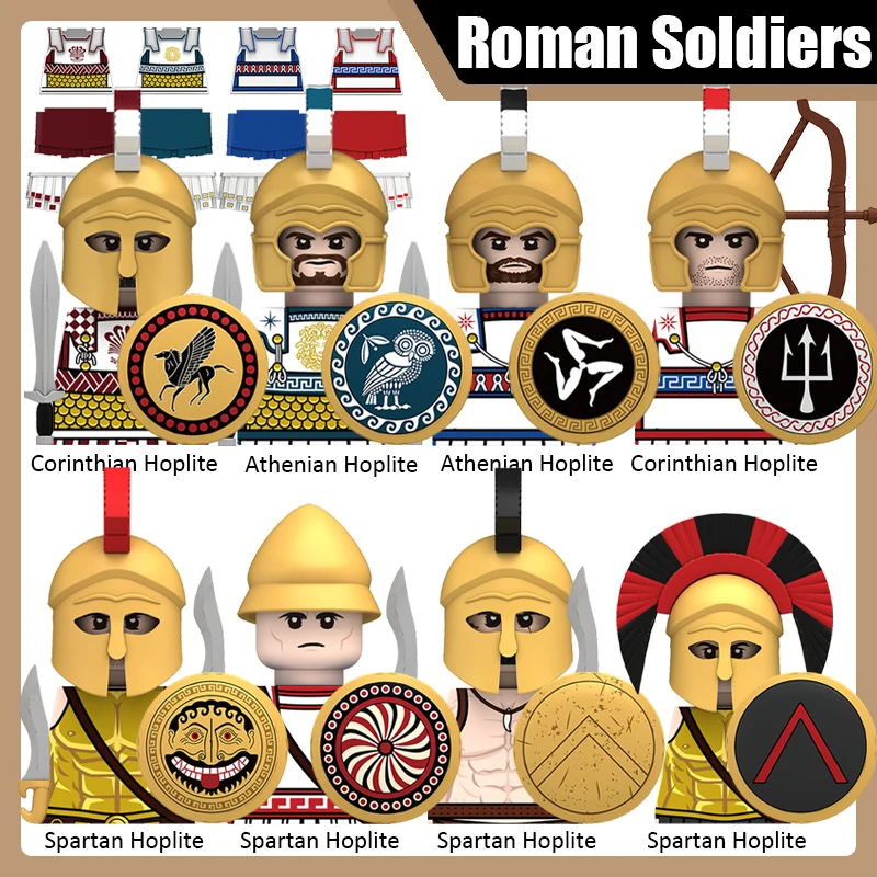 Mittelalterliche Militärische Römische Ritter Hopliten Bausteine Burg Griechische Armee Soldatenfiguren Krieger Schild Schwert Helm Bausteine Spielzeug
