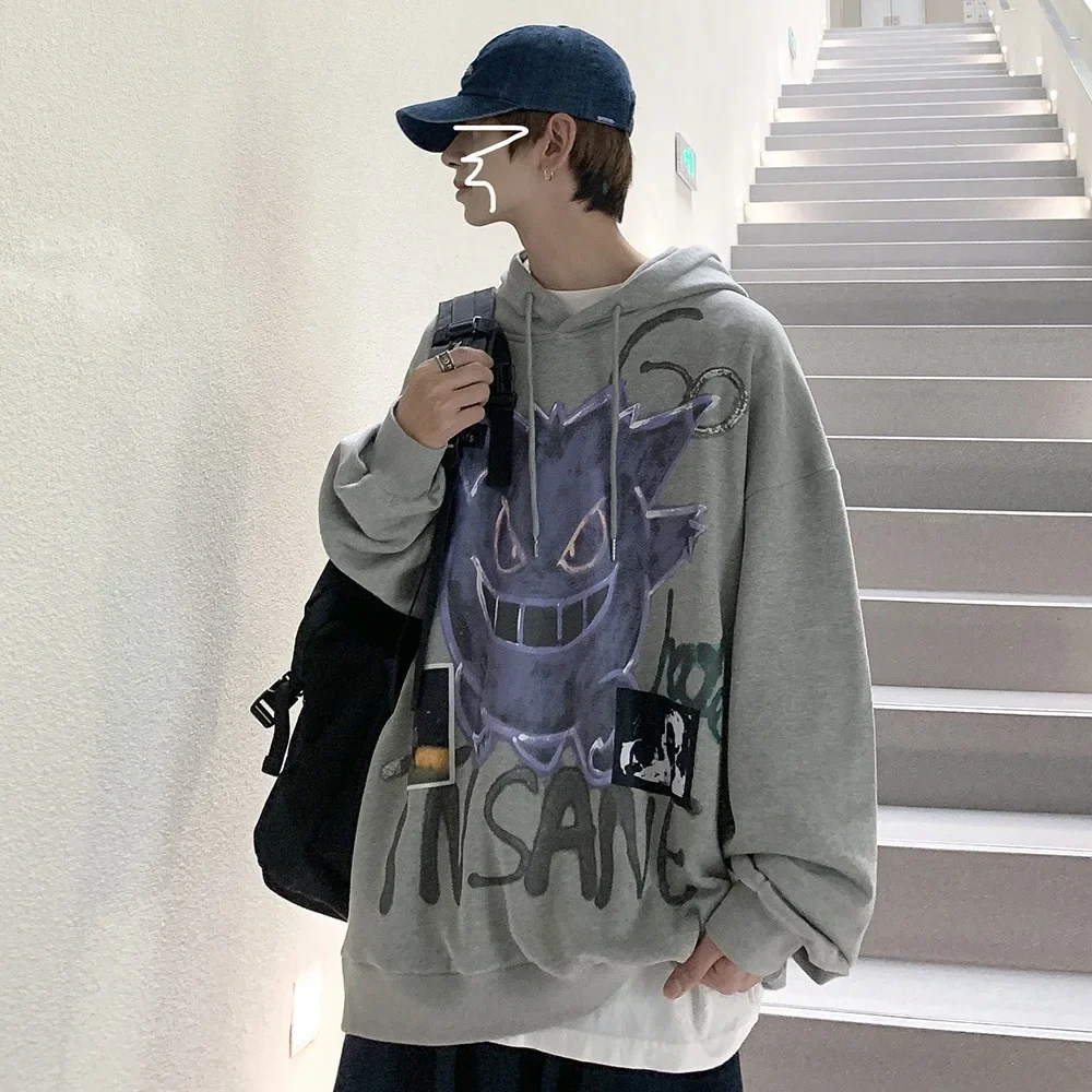 Gengar Anime Hoodie Man Print Unisex Streetwear Hip Hop Casual Fashion Sweatshirt Manga Hoody Male Loose Pullover Outerwear Gift