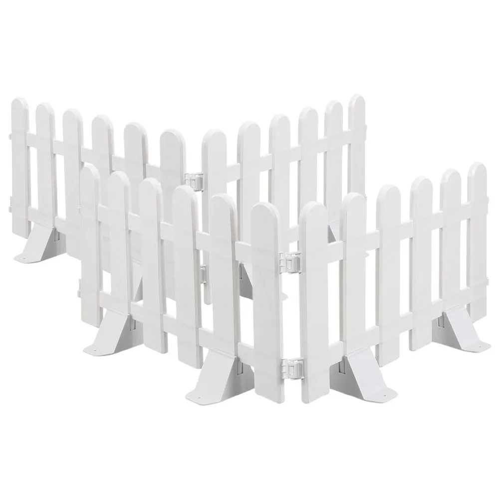 

4 Pcs White Decorative Fence Panels for Garden Balcony Easy Installation Durable Plastic Landscape Edging Lawn