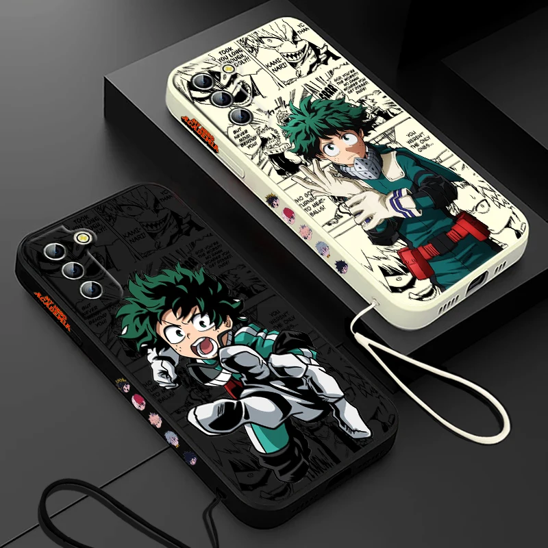 My Hero Academia Midoriya Izuku Phone Case For Samsung Galaxy S24 S23 S22 S21 S20 Pro FE Plus Ultra Liquid Left Rope Cover