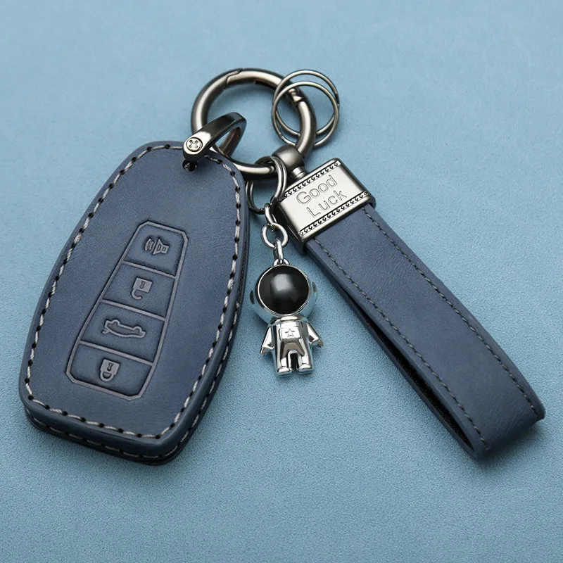 Leather For Geely Coolray X6 X7 EX7 Geometry C Emgrand Global Kulrey Hawk GX7 NL3 GC9 Smart Remote Car Key Case Cover Keychain