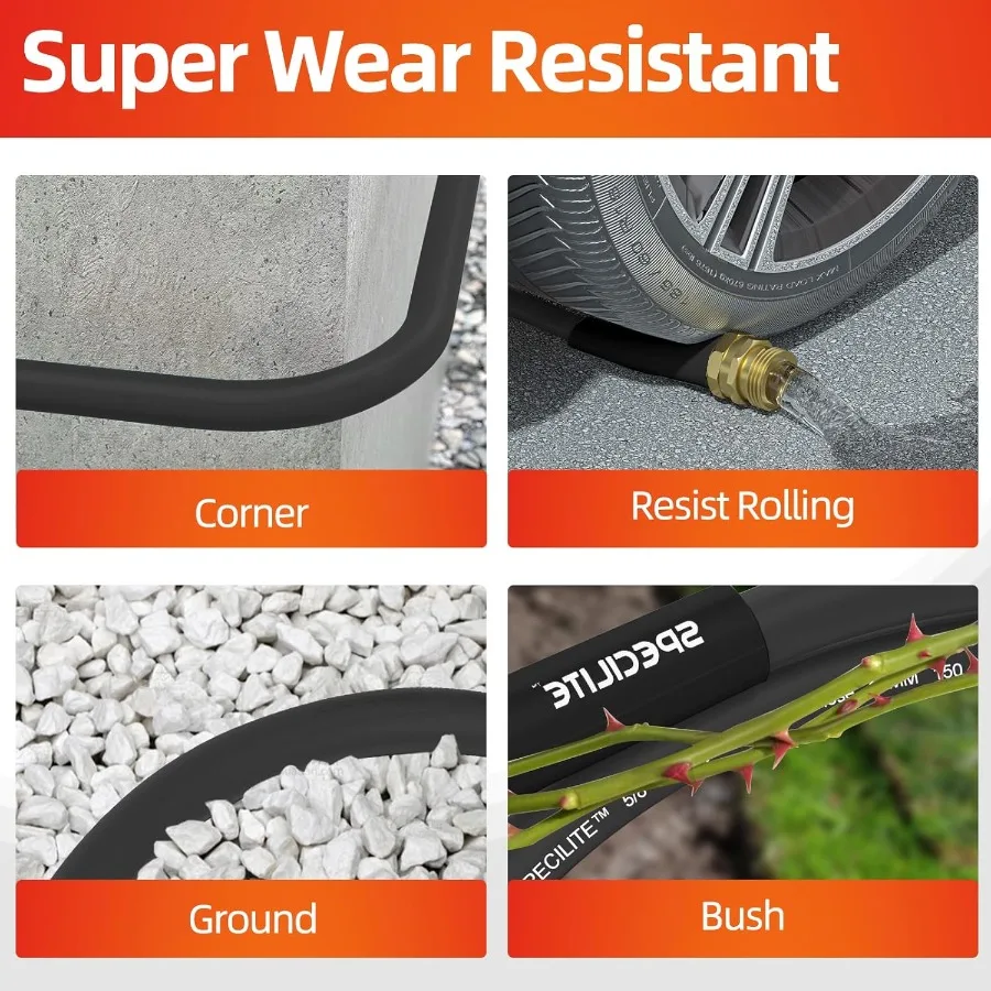 100피트 x 5/8인치 고강도 유연하고 가벼운 정원용 물 호스, 최대 600psi의 파열 저항, 꼬임 방지 하이브리드