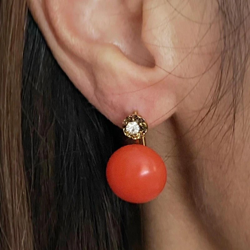 Vintage Water Drop Orange Stone Earrings Wedding Jewelry Crystal Coral Color Statement Dangle Earrings for Women Girl Gifts