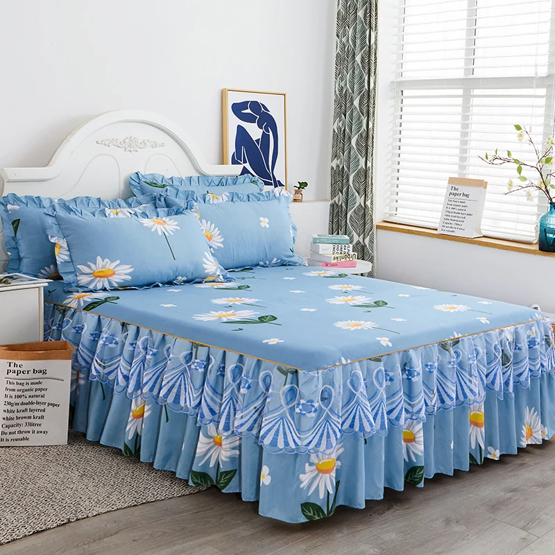 Print Bedspread Skin-friendly Bed Skirt Soft Bed 120/150/180/200 Cover Fresh Style Bed Linen colcha cama (Pillowcase Need Order)