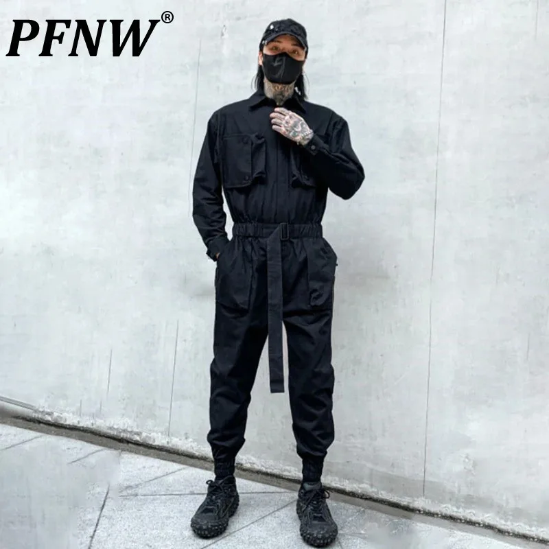 

PFNW 2023 Autumn Spring New Tide Casual Pants Men's Solid Loose Youth Jumpsuit National Trend Darkwear Chic Overalls 12A5581