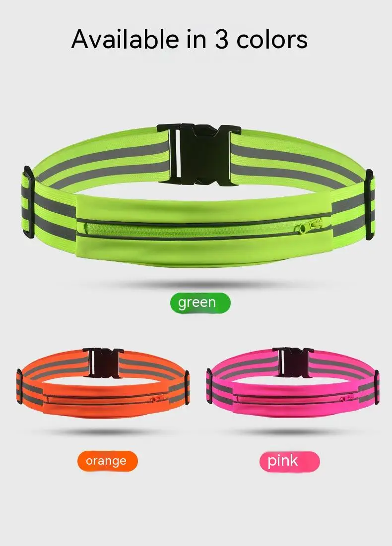 70-160CM Reflective Running Phone Case Waist Bag Running belt Fitness Climbing Cross Gym Jogging Pocket Fanny Pack Adjustable