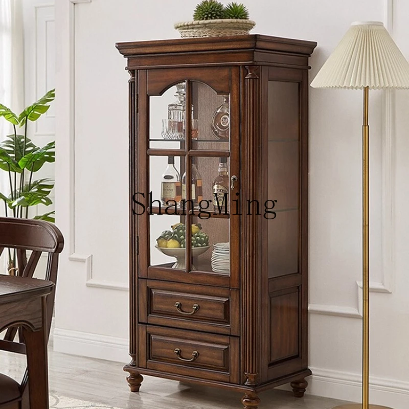 

ZYY all solid wood high-end display storage locker small apartment glass wine cabinet TV side cabinet