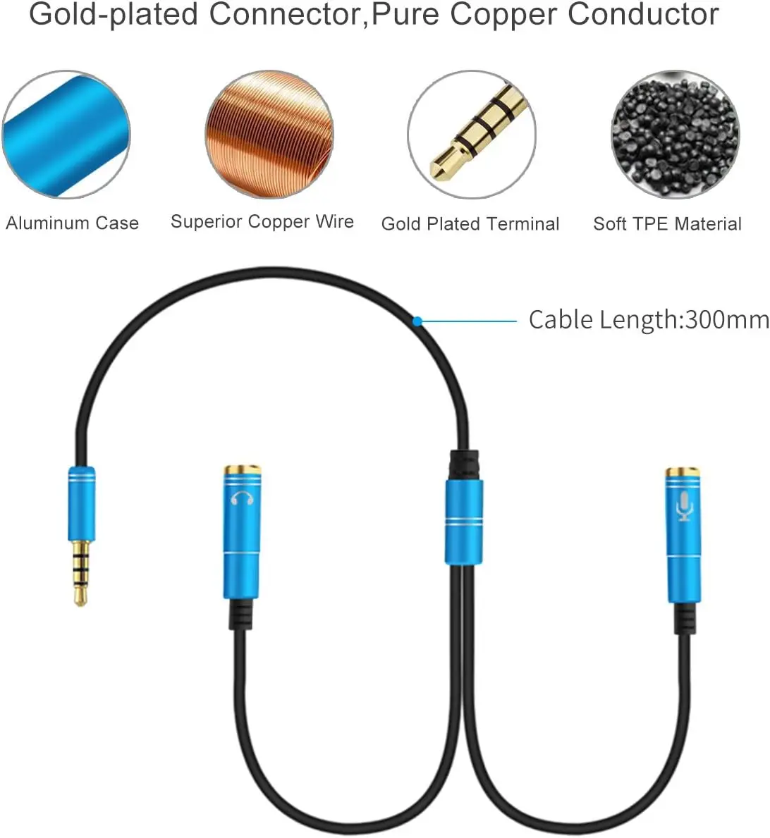 El adaptador de auriculares CANFON es un divisor Y de 3,5 mm para auriculares para juegos, permitiendo conexiones separadas para auriculares y micrófono.