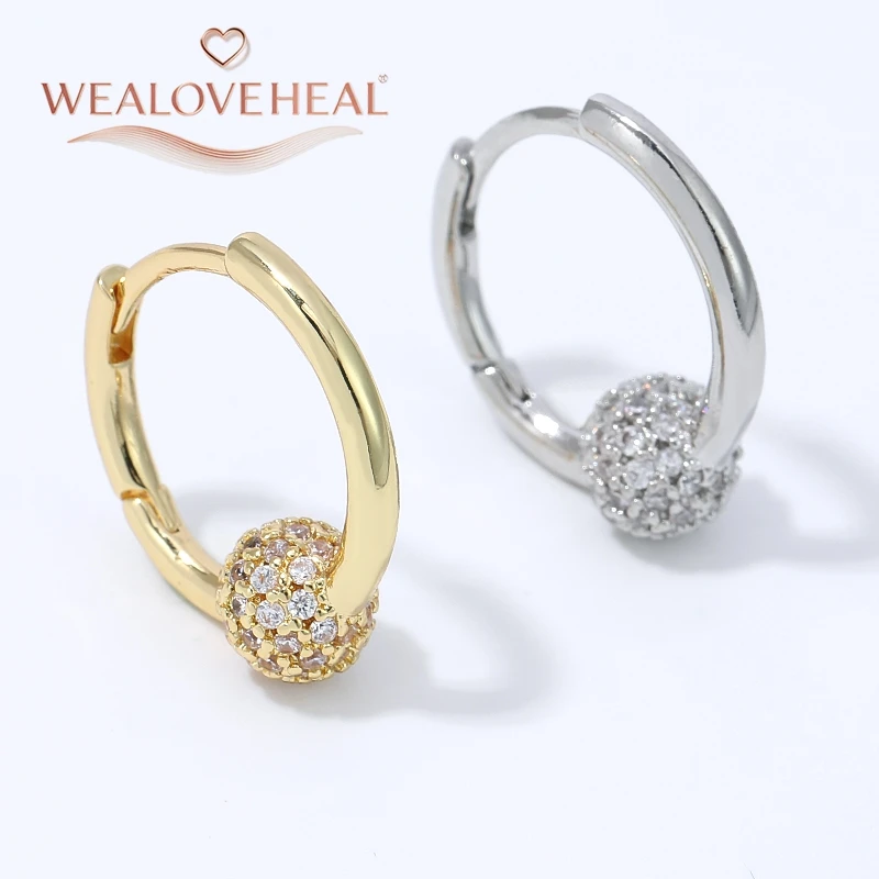 ohrringe damen, 18K Vergoldete Messing-Huggie-Ohrringe mit Mikro-Pavé-CZ-Kugeln für Damen, Täglicher Schmuck, Valentinstag- und Geburtstagsgeschenk – Detail 16