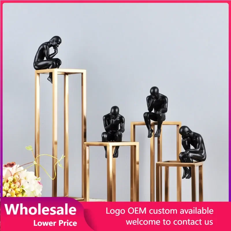 Luxury Floral Columns Metal Geometric Flower Stand Stage Decoration Wedding Walkway Pillars Stand
