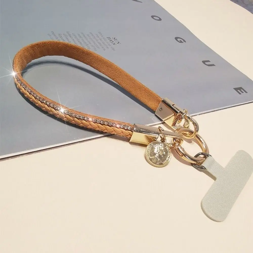 PU Leather Leather Wrist Mobile Phone Lanyard Anti-loss Short Leather Durable Portable Pendant Chain Portable Rhinestone