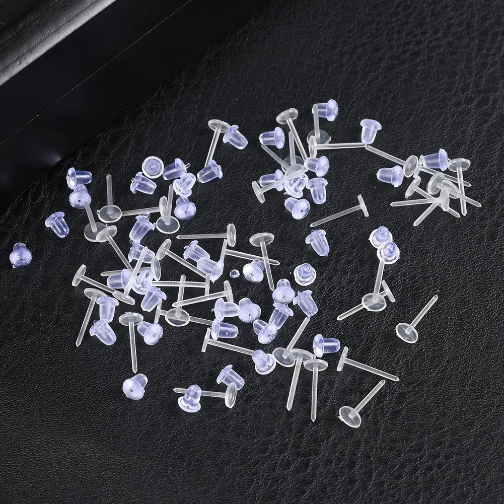 Clear Earring Backs, Invisible Plastic Push Backs for Stud Earrings - Hypoallergenic Ear Locks (Bulk Pack)