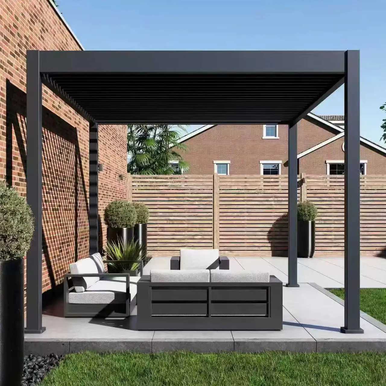 Best Selling Outdoor Aluminum Alloy Pavilion Rainproof Corrosion Resistant Rectangular Pergola Commercial Grade Villa Gazebo