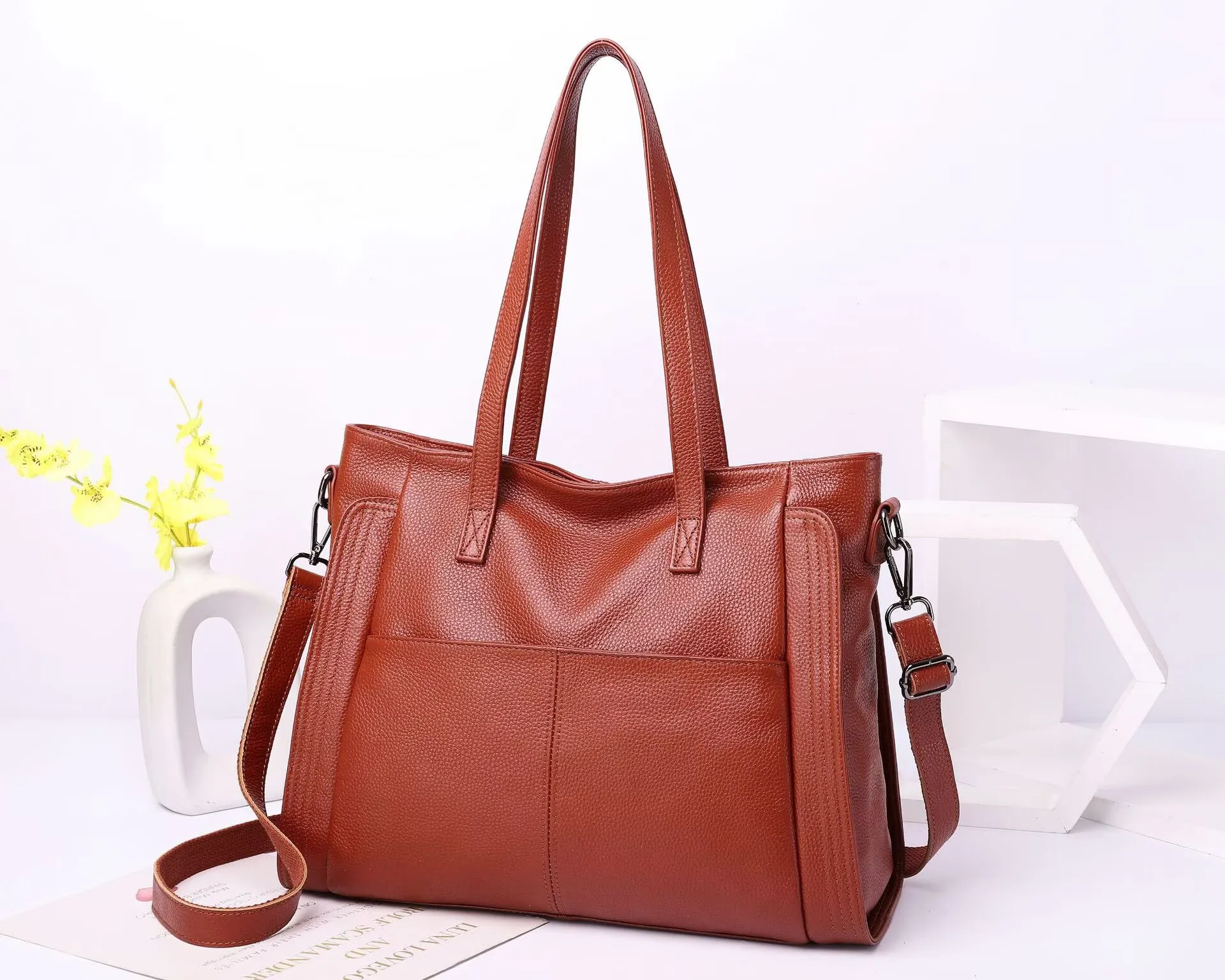 

Big Capacity Handbags,Real Leather Russia Female Tote,Soft Leather Shoulder Bags,Large Size,Cowhide Underarm Bag,Luxury Handbag