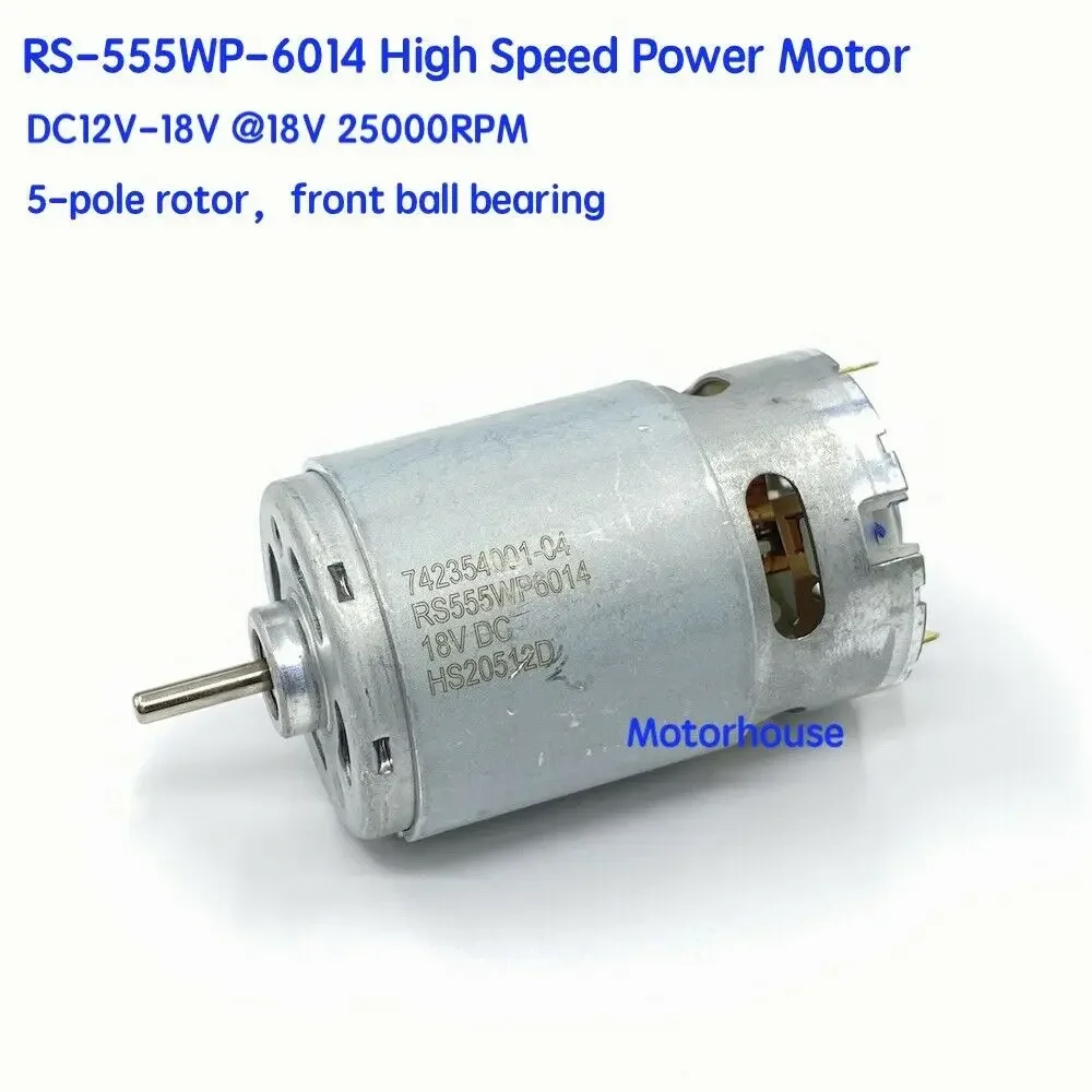 Micro NICHIBO RS-555 Power Motor DC12V-18V 25000RPM High Speed 5-Pole Rotor Ball Bearing for Electric Drill