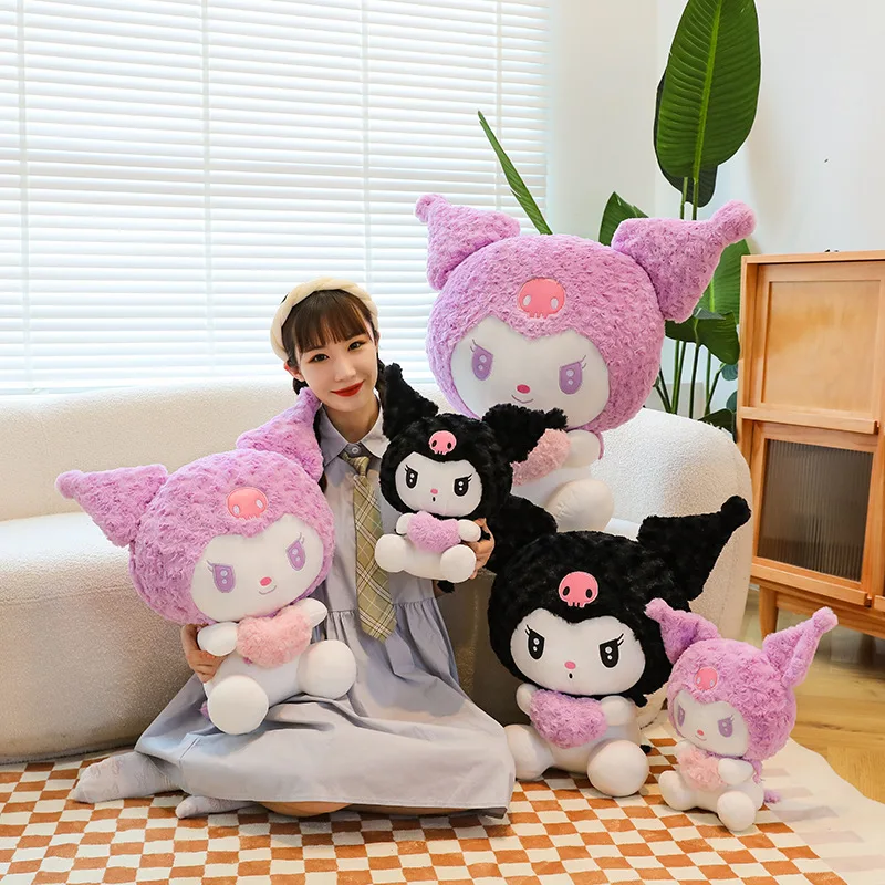 Sanrio-juguete de peluche Kawaii Love Kuromi para niños, almohada de colección, muñeco de peluche de animales de dibujos animados, decoración de habitación, regalos de cumpleaños, nuevo, 2024