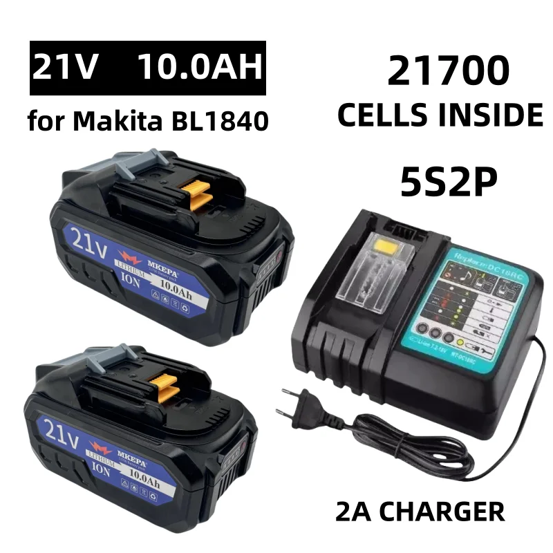 

21v 5S2P 10000mAh 21700 for Makita18V BL1830 lithium-ion rechargeable power tool battery 21V BL1860 BL1850 BL1860B BL1840