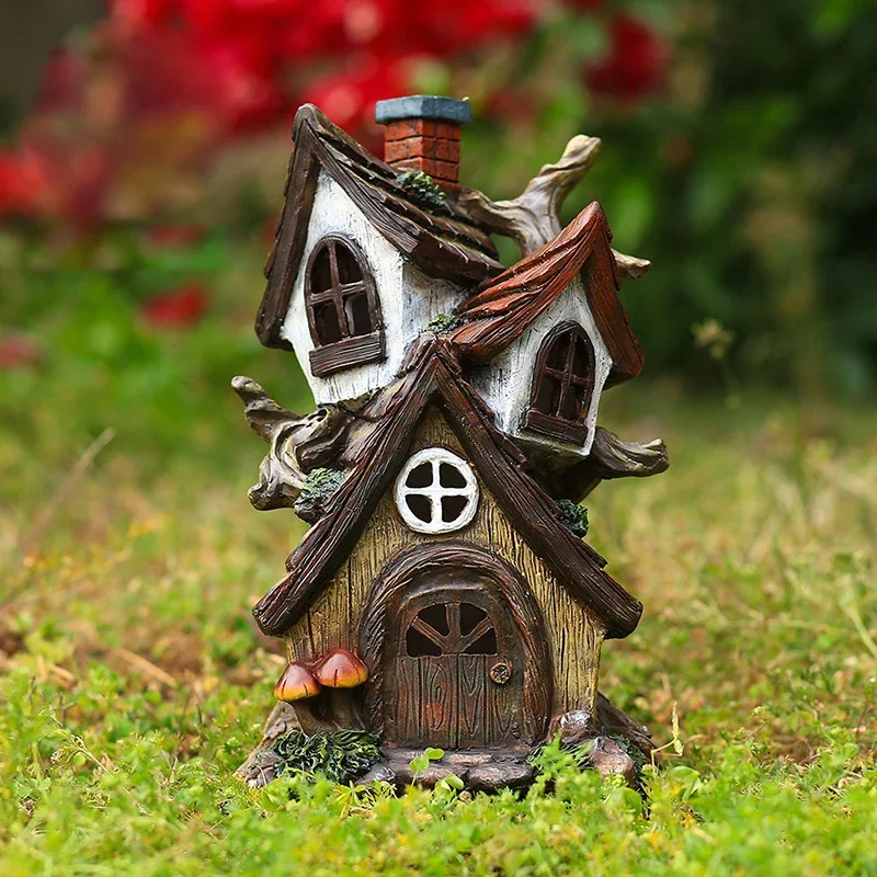 

Cute Fairy Tale House Statue Kawaii Fairy Tale Hut Model for Courtyard Garden Decor Home Room Desktop Decor Accessories Gifts