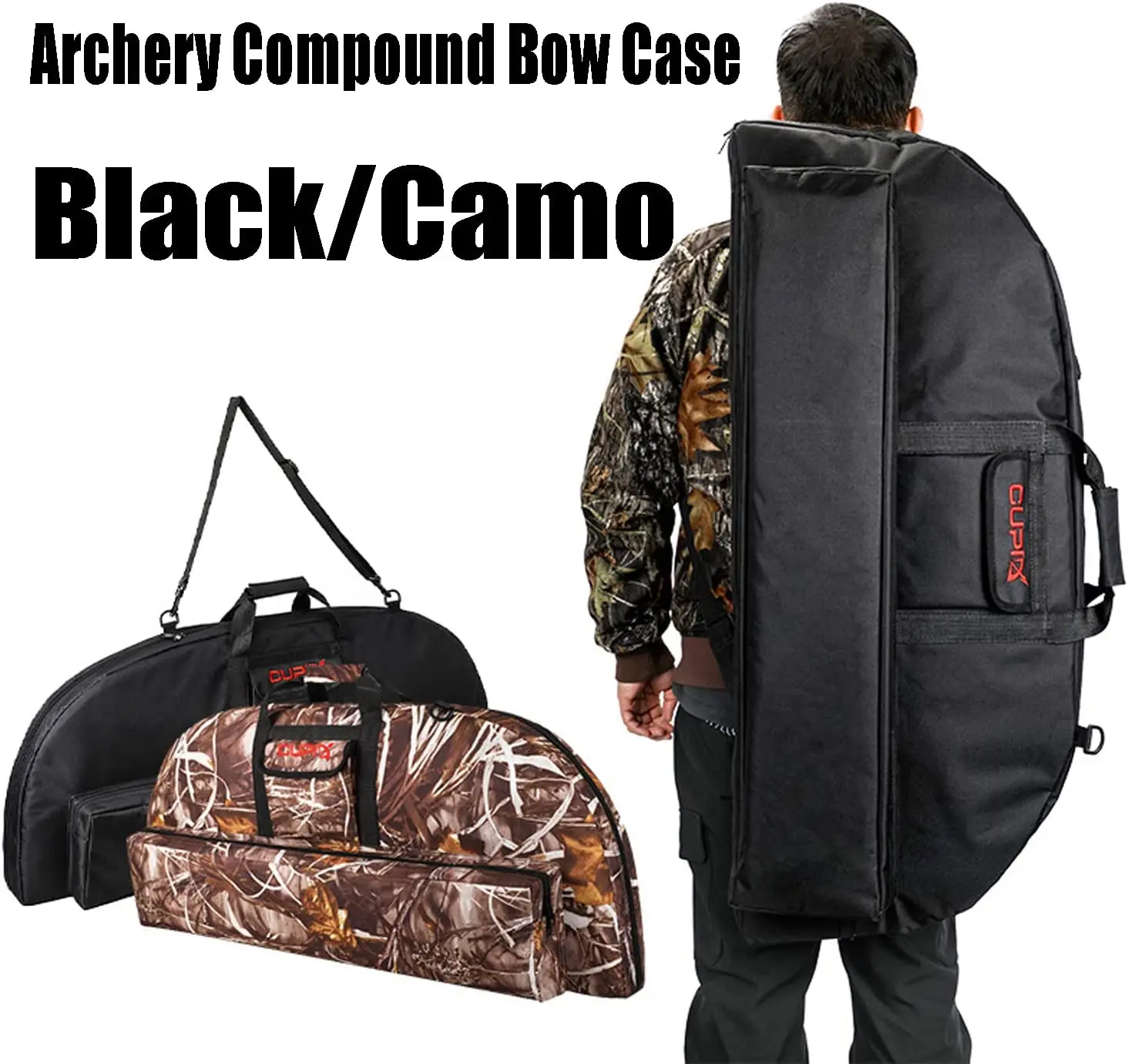 

115cm Soft Padded Compound Bow Case Backpack Arrow Quiver Pocket
