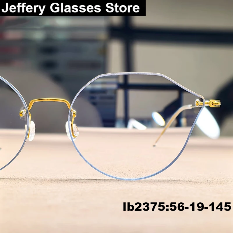 

Данияский бренд, женские очки без оправы из чистого титана, модные нерегулярные безвинтовые сверхлегкие очки, многоугольные безрамные Gafa