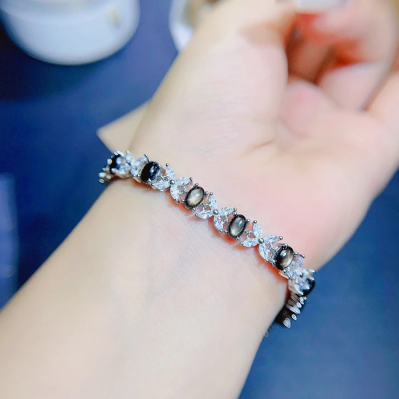 

Natural Star Sapphire Charm Bracelet for women silver 925 jewelry luxury gem stones 18k gold plated free shiping items