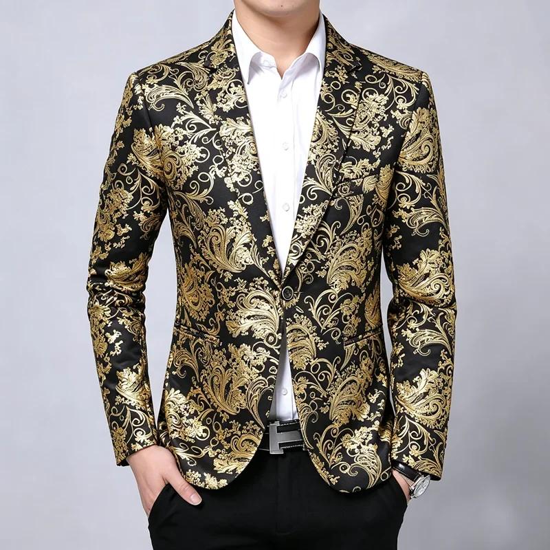 Blazer,men, Fashionable, for Weddings, for Casual Wear, Slim-fit, Gentlemanly, for Banquets,business, with Gold Stamping, Blazer