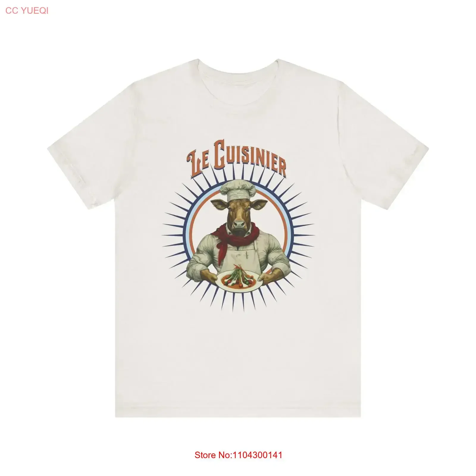 French Cow T Shirt Culinary Charm Le Cuisinier Foodie vintage Washed Stylish Stretched homme Slightly Top For Everyday Wear