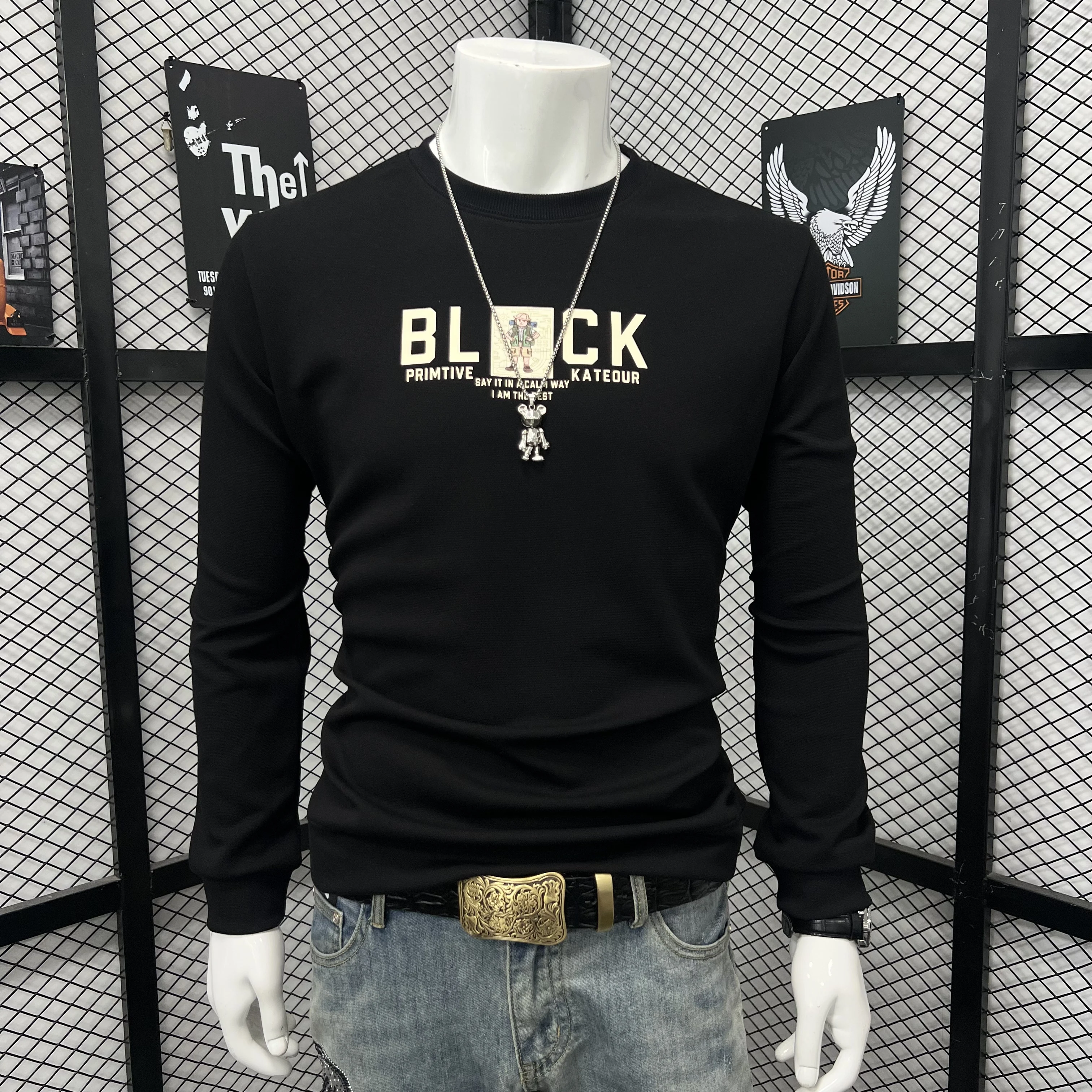 

﻿ Men's Pullover Brand High Quality 2025 Winter New Arrival Long Sleeve Sweatshirt Youth Oriented Casual Letter Printed Tops