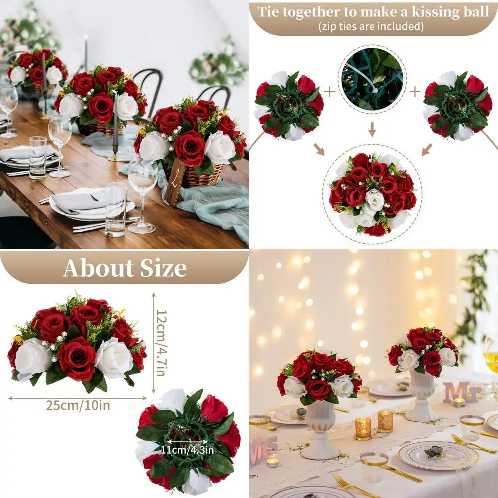 

Red Fake Flowers for Wedding Centerpiece Kissing Flower Balls for Tables Flower Centerpieces Arrangement for Party Road Lead