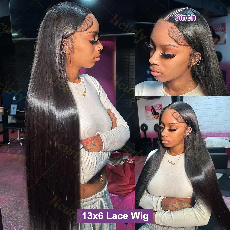 30 40 Inch Straight Lace Front Wigs Human Hair 13x4 13x6 HD Transparent Lace Frontal Wigs For Women 220 Density Brazilian Wigs