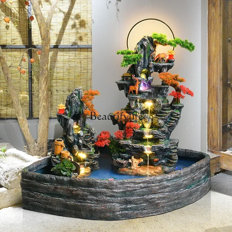 

yj32 Indoor rockery, flowing water fountain, living room entrance, fish pond feng shui wheel decorative landscaping ornament