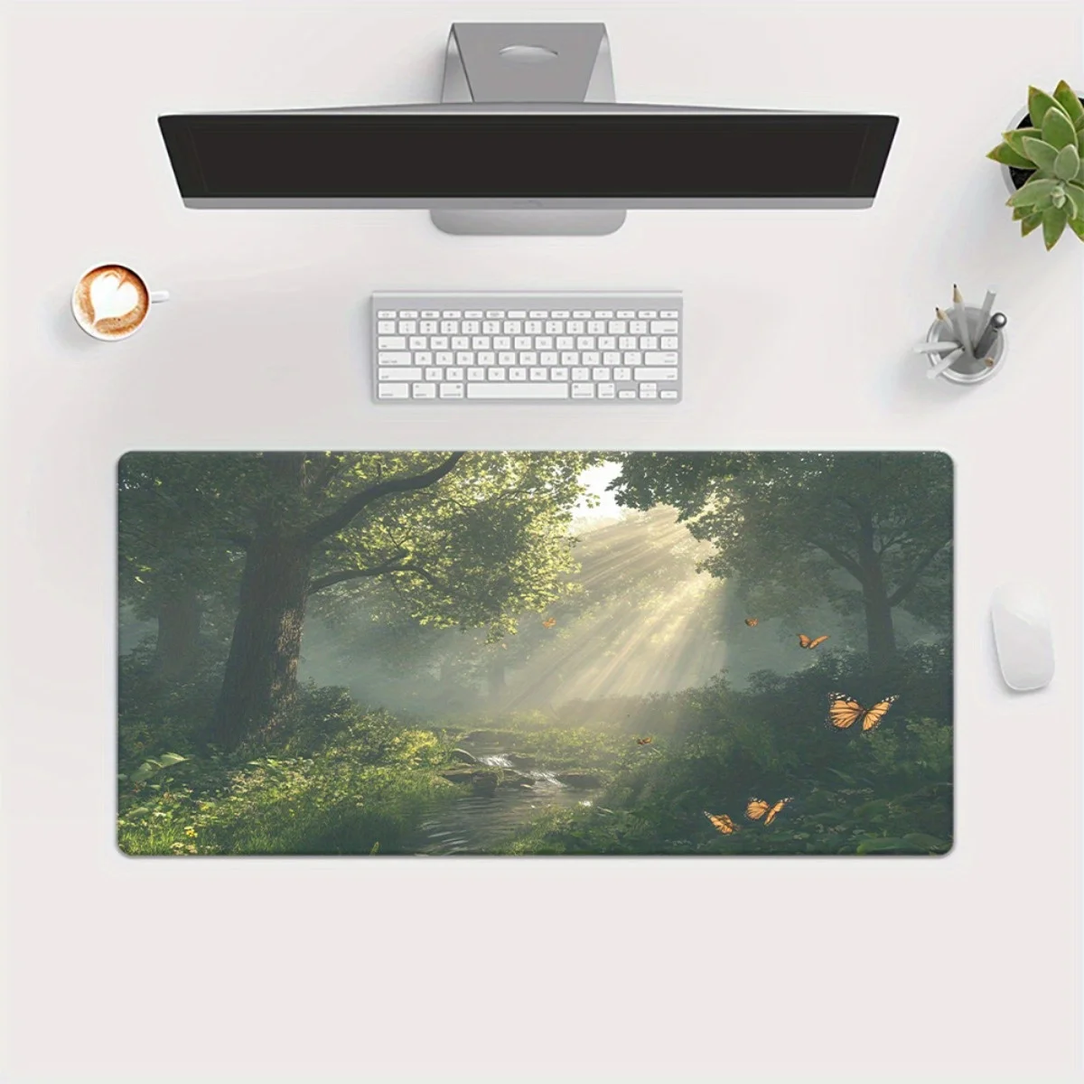 Mystic Forest Sunlight Stream XXL Extended Mouse Pad Gaming Keyboard Desk Mat Rubber Non-Slip