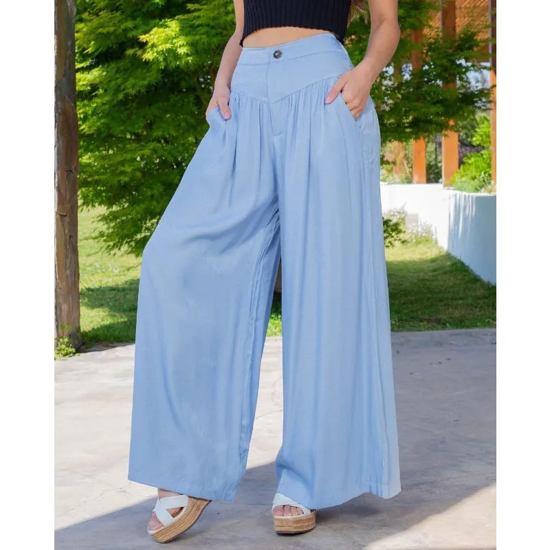 Pantalones acampanados de mezclilla para mujer, ropa de viaje, temperamento, moda femenina, pantalones sueltos de pierna ancha, verano, nuevo