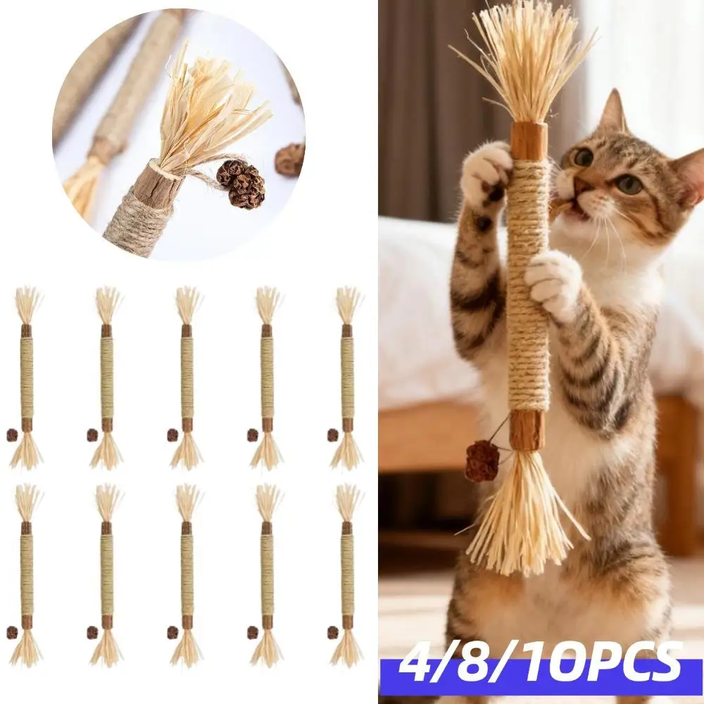 4/8/10 Uds 22CM palo Polygonum de madera combinación de mordida nuevo juguete para gato rechinar los dientes juguete interactivo para masticar gatito