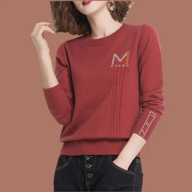 

2024 Spring Autumn New Sweater Women Knitted Pullover O-Neck Long-Sleeved Bottoming Shirt Short Casual Female Jumper Primer Top