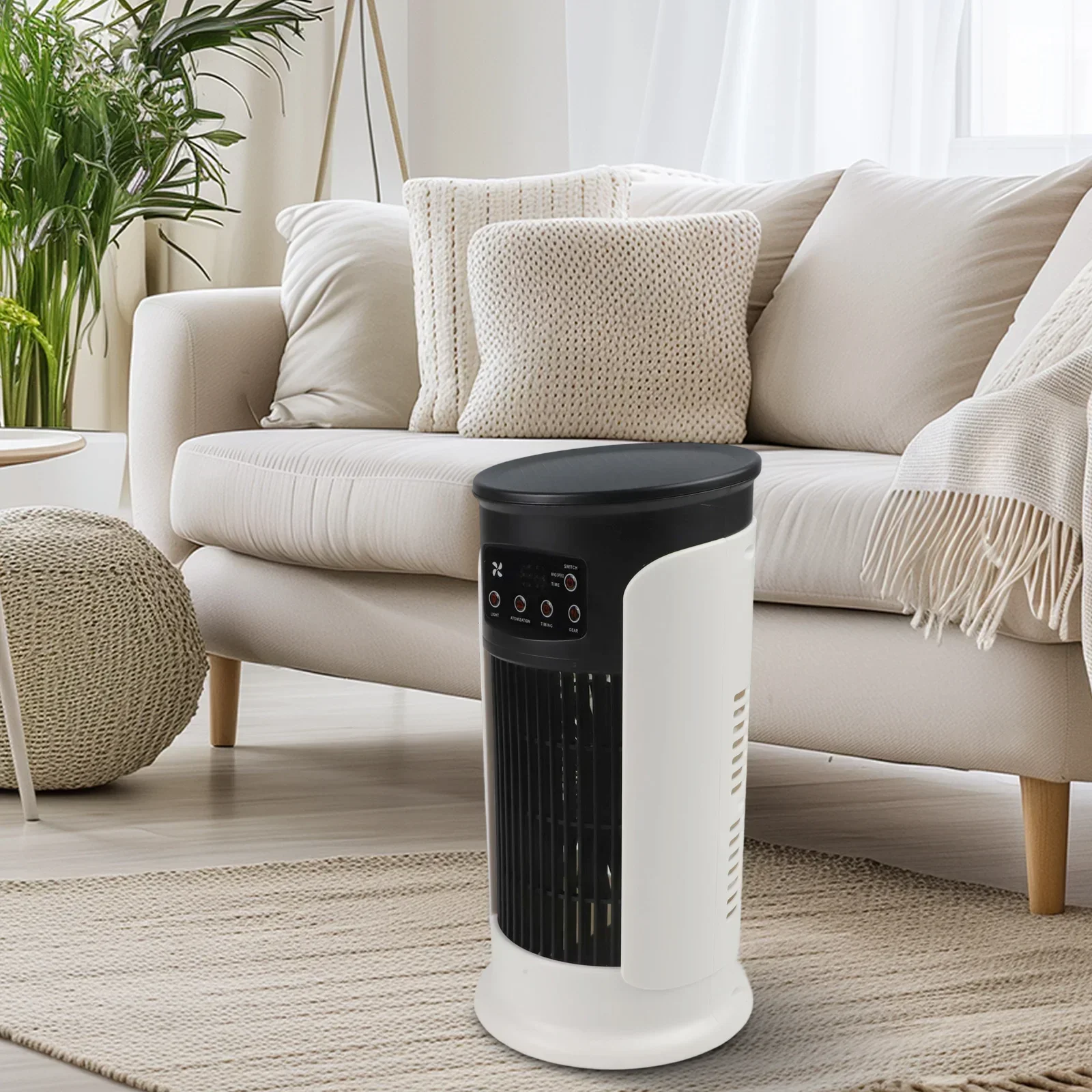 

Создание Расслабляющая атмосфера Охлаждающий вентилятор Вентилятор с регулируемой скоростью Вентилятор 3-в-1 6 настроек скорости Регулируемый воздушный поток Компактный дизайн